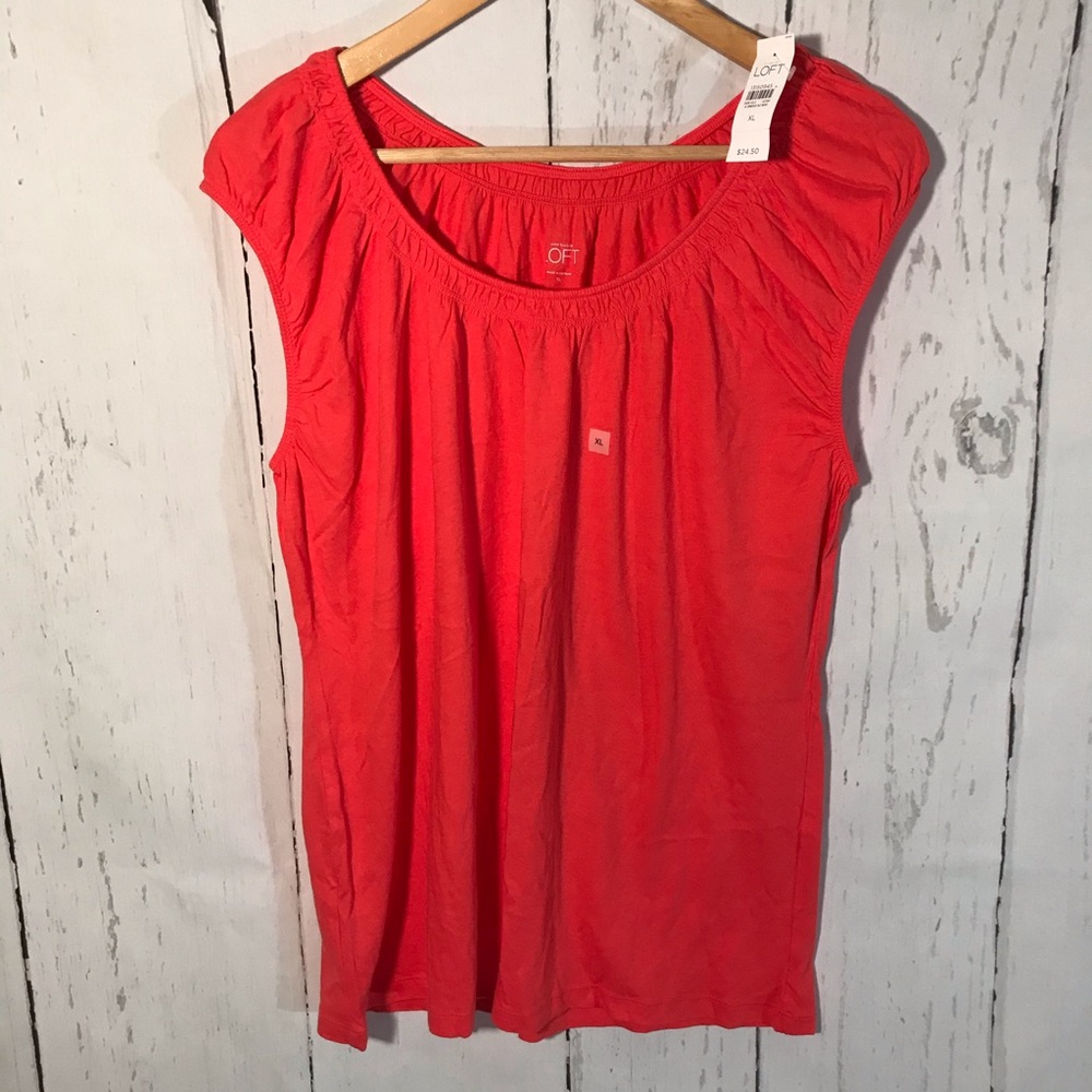 Loft- Sleeveless, Coral Boatneck Top sz: XL-NWT
